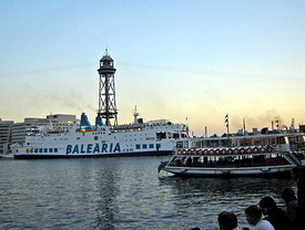 Balearics ferry about to leave the port of Barcelona