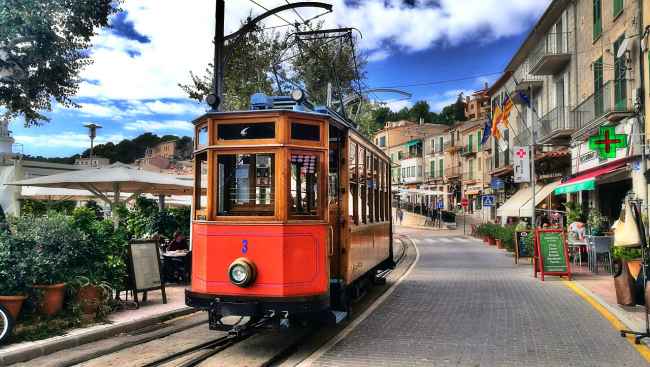 Tram in Soller, Mallorca, Balearic Islands, Spain